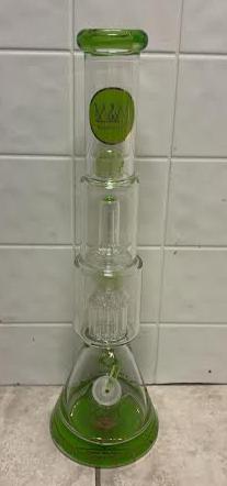 KING GLASS 18" Double Perc 7mm Beaker Bong W/Extra Thick Base