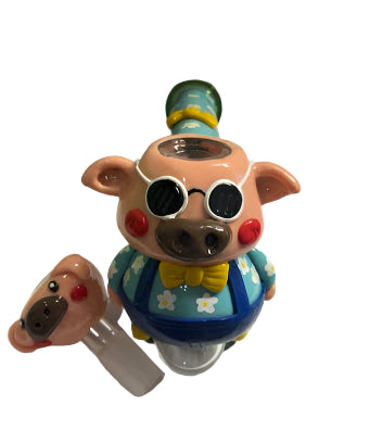 3D Pig Hammer Bubbler (Clay & Glass)