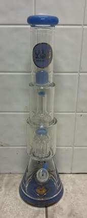 KING GLASS 18" Double Perc 7mm Beaker Bong W/Extra Thick Base