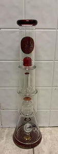 KING GLASS 18" Double Perc 7mm Beaker Bong W/Extra Thick Base