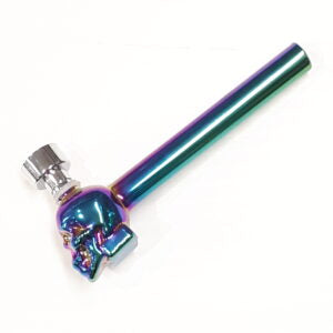 D&K Rainbow Glass Skull Pipe W/Screen