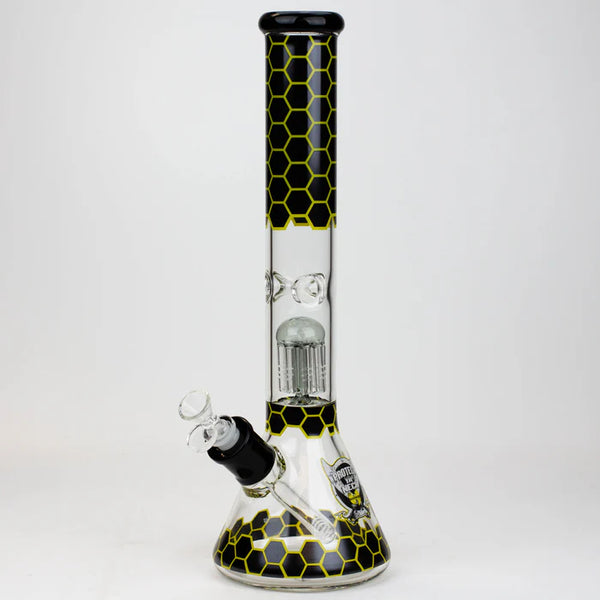 PROTECT YA NECK! 15.5" Killa Bees Glass Beaker Bong w/ Percolater