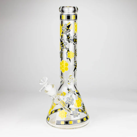 14" Honey Bee Design 7mm Beaker Bong