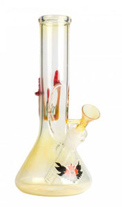 RED EYE GLASS 10" 5mm Iridescent Shroom Beaker Bong