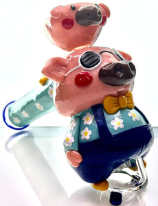 3D Pig Hammer Bubbler (Clay & Glass)
