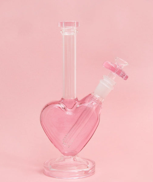 Pink Heart Shaped Mini Bong (9")