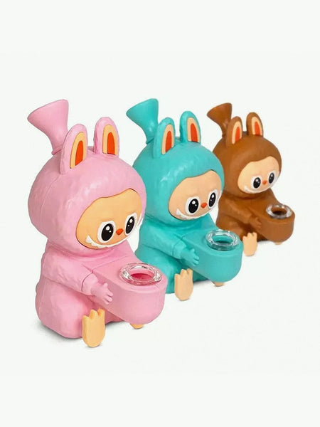 Silicone Labubu Bong 3-Piece Design with Glass Bowl