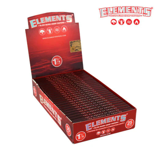 ELEMENTS Red Slow Burn Hemp Papers (1 1/4 Size)