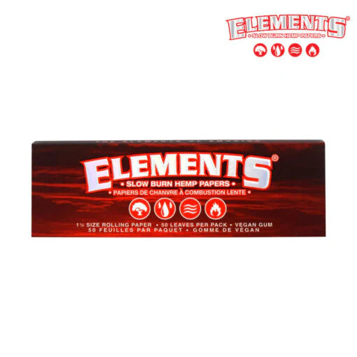 ELEMENTS Red Slow Burn Hemp Papers (1 1/4 Size)