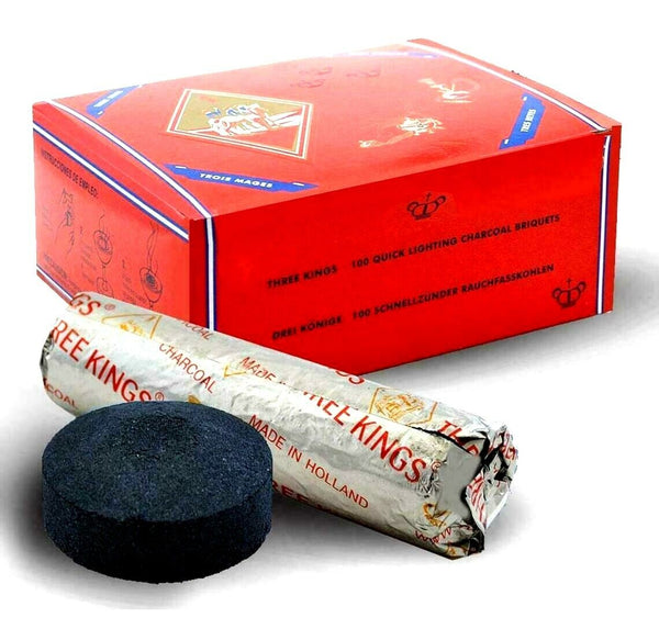 THREE KINGS Charcoal – Premium Quick-Light Charcoal for Shisha & Hookah