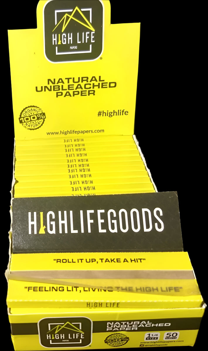 HIGH LIFE YELLOW Natural Unbleached Rolling Papers 1 1/4 Size